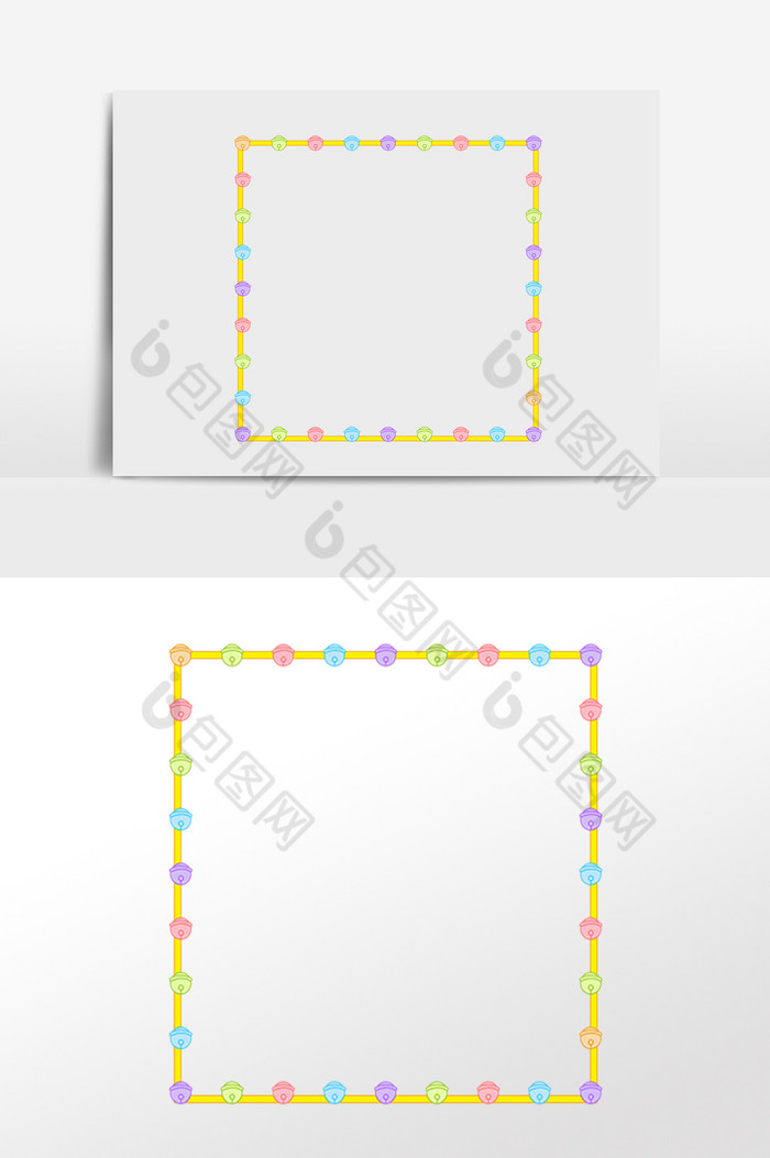 彩色铃铛边框插画图片图片
