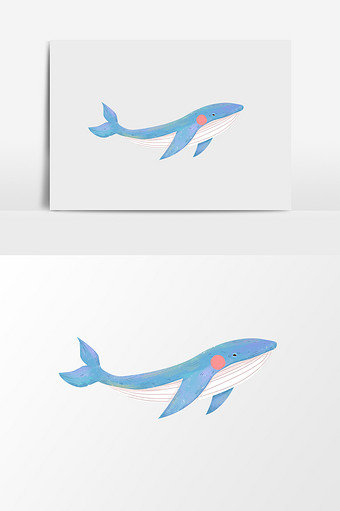蓝色小海豚插画元素图片