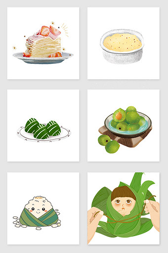 美味传统美食插画元素图片