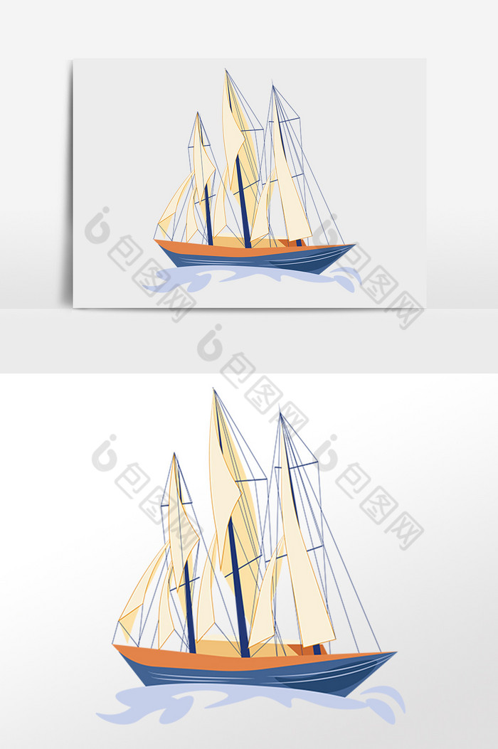 交通工具大海帆船插画图片图片