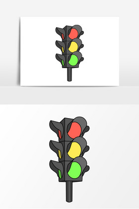 十字路口红绿灯漫画图片