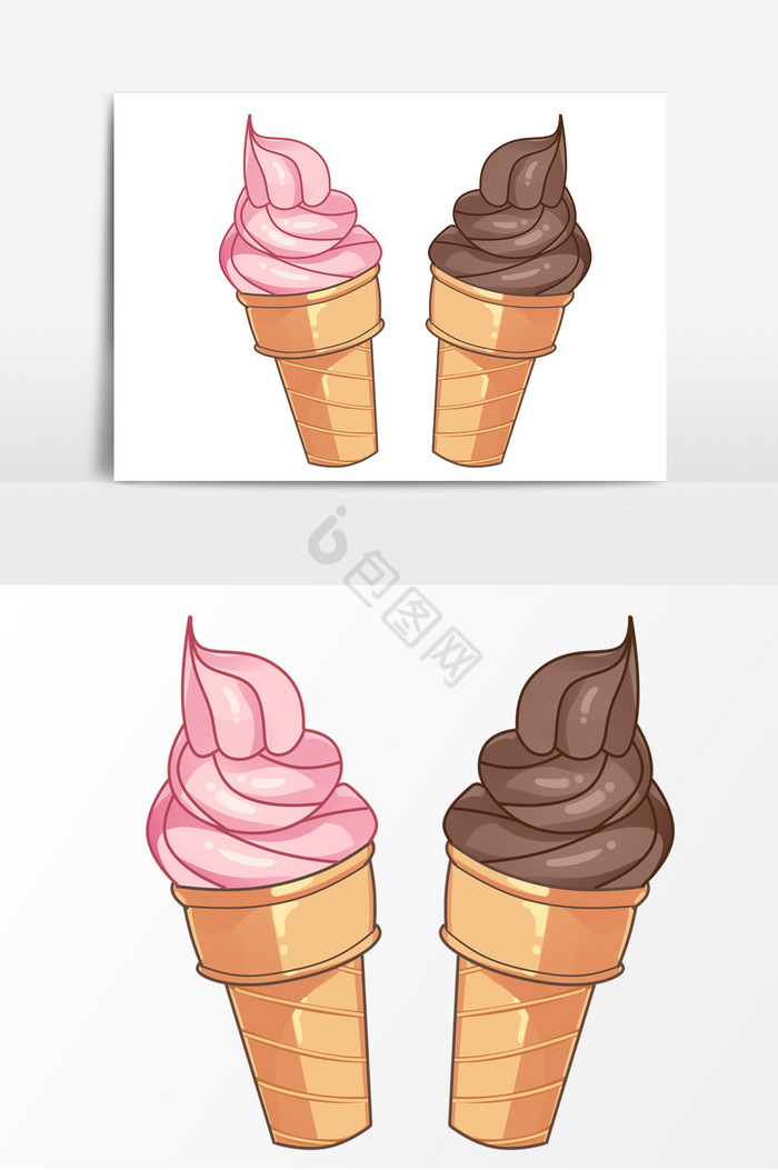 草莓味和巧克力味冰淇淋图片