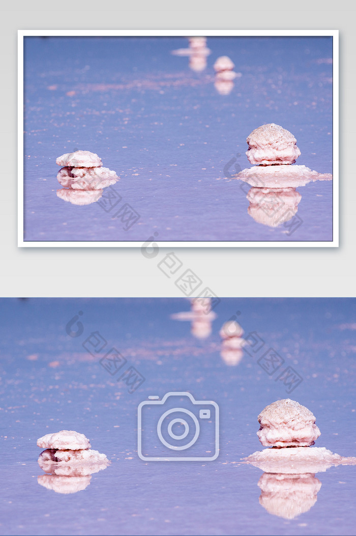 维多利亚州盐湖上的上盐石堆摄影图片图片