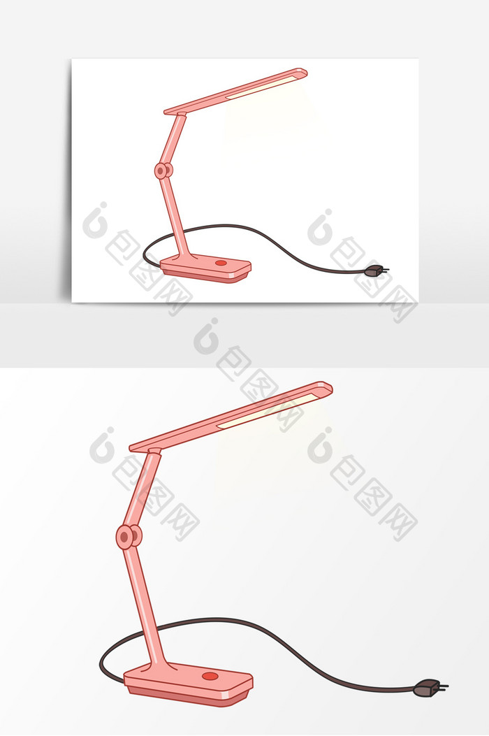 手绘简约粉色台灯卡通元素