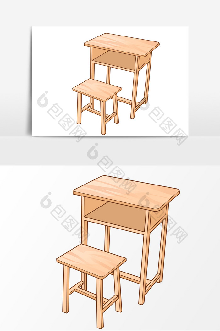 手绘课堂教室课桌椅