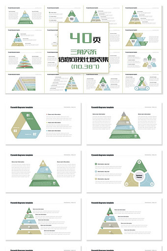 40页三角关系信息可视化PPT图表图片