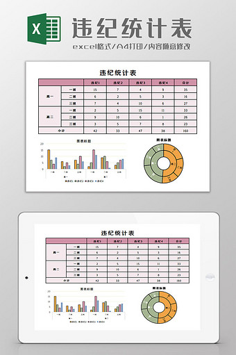 违纪统计表Excel模板图片