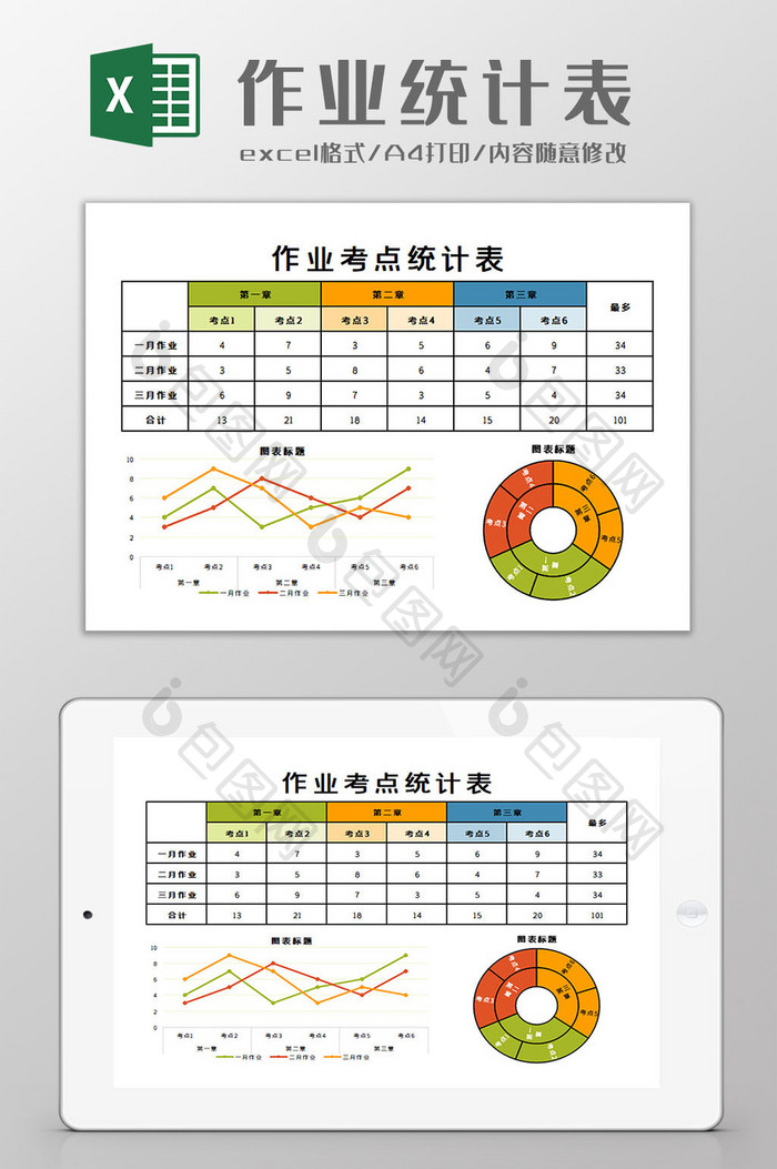 作业统计表Excel模板