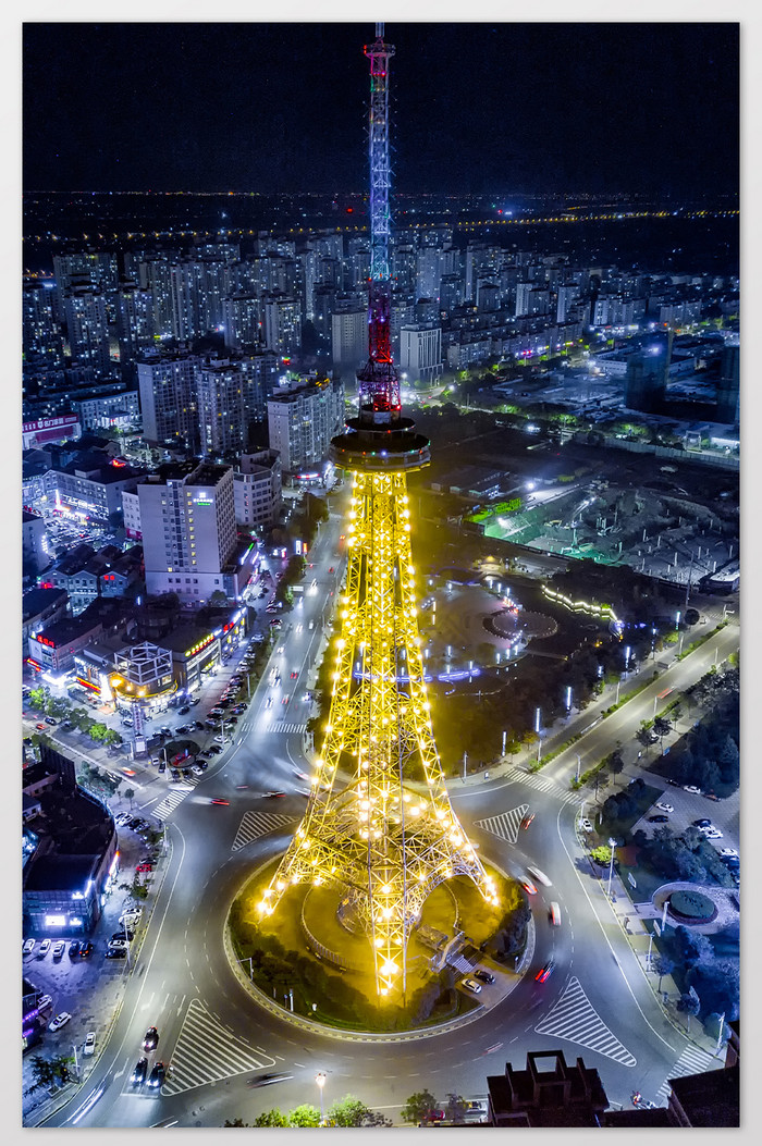 海门电视塔夜景图片