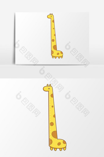 手绘元素儿童节卡通黄色长颈鹿身高测量尺图片