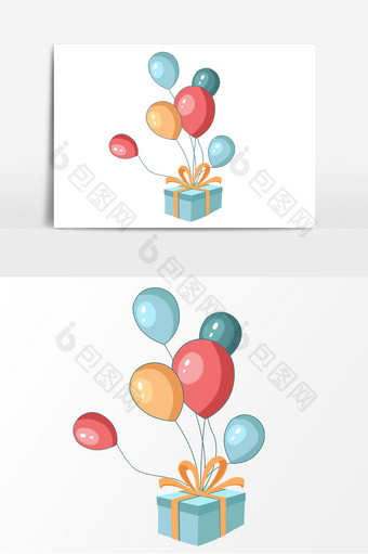 卡通母亲节气球礼物礼盒手绘元素图片