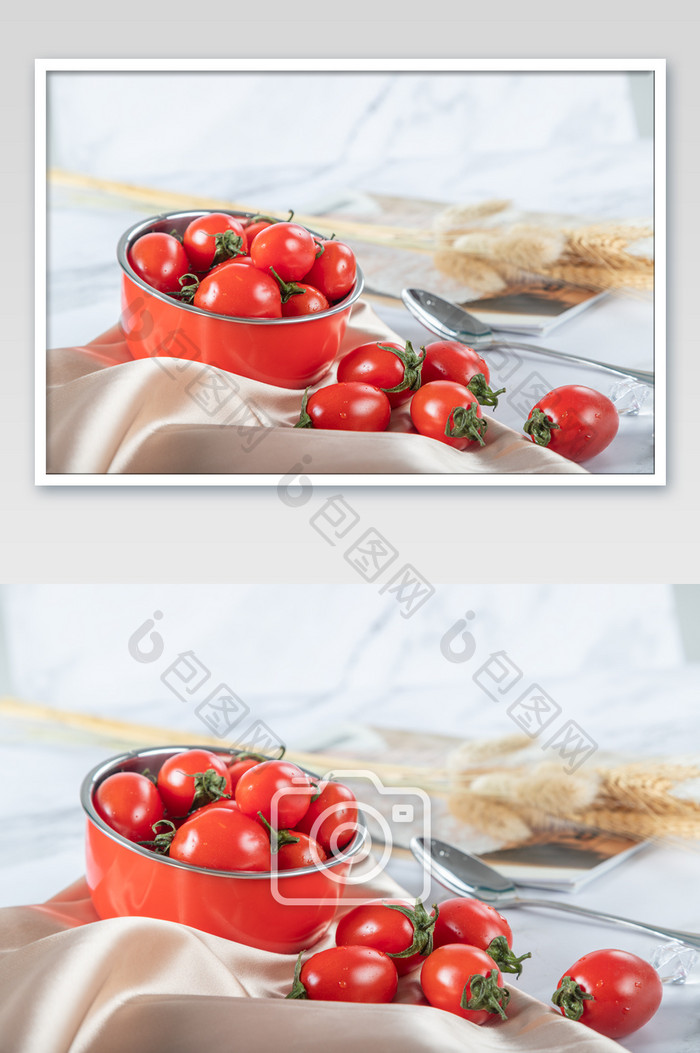 红色圣女果水果摄影图片