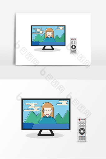 卡通电视机矢量元素图片