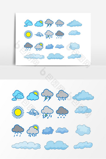 蓝色云朵图案天气设计元素图片