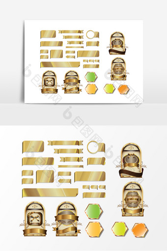 金色丝带标签设计元素图片