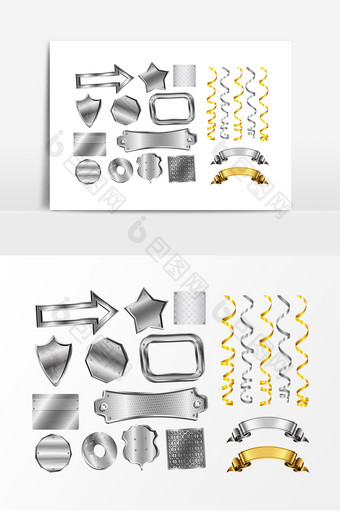 金属质感丝带标签设计素材图片