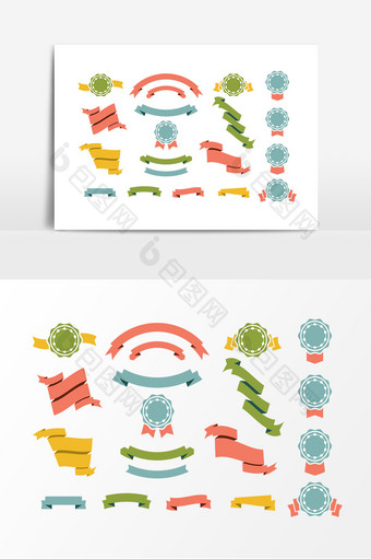 彩色丝带标签装饰设计图片