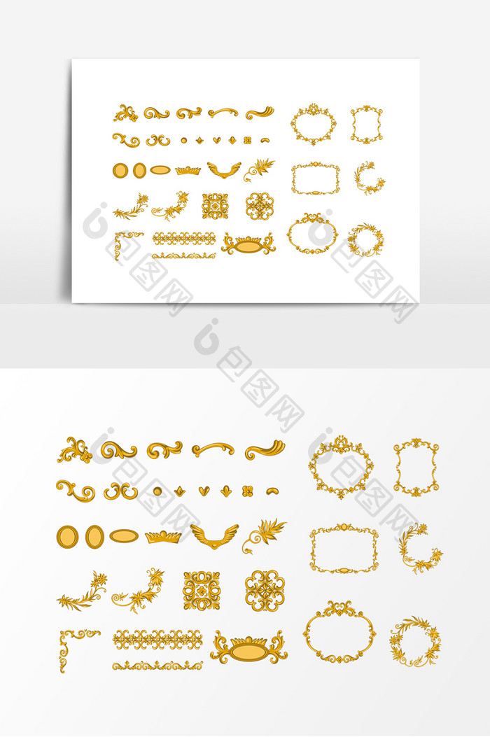 金色装饰边框纹理设计元素