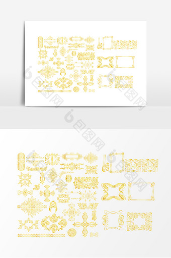 金色花纹装饰边框素材图片