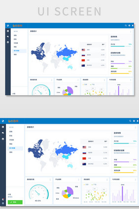 蓝色科技电商后台系统数据分析网页界面