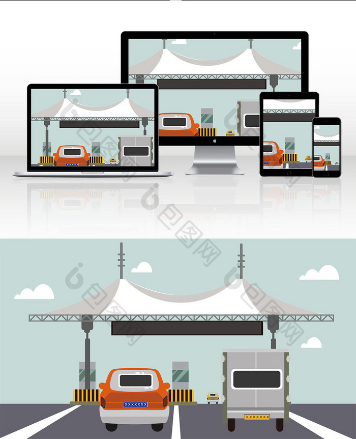 高速收费站车辆通过动图