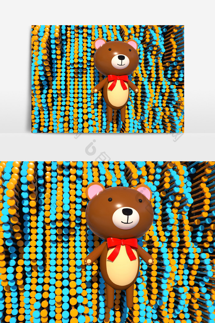 C4D可爱卡通森林小动物小熊(OC渲染）