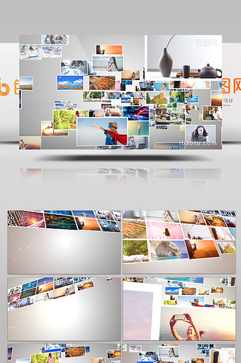大气飞跃空间照片汇聚商业片头片尾AE模板图片