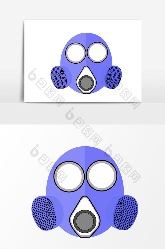 卡通蓝色防毒面具矢量元素