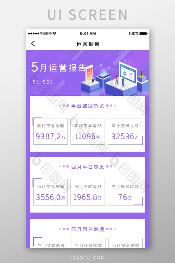 紫色简约金融理财app运营h5移动界面