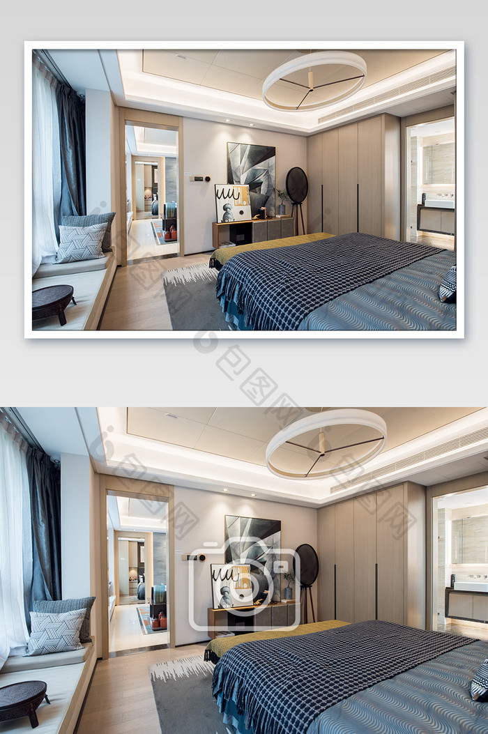 新中式优雅大气的卧室家居摄影图片