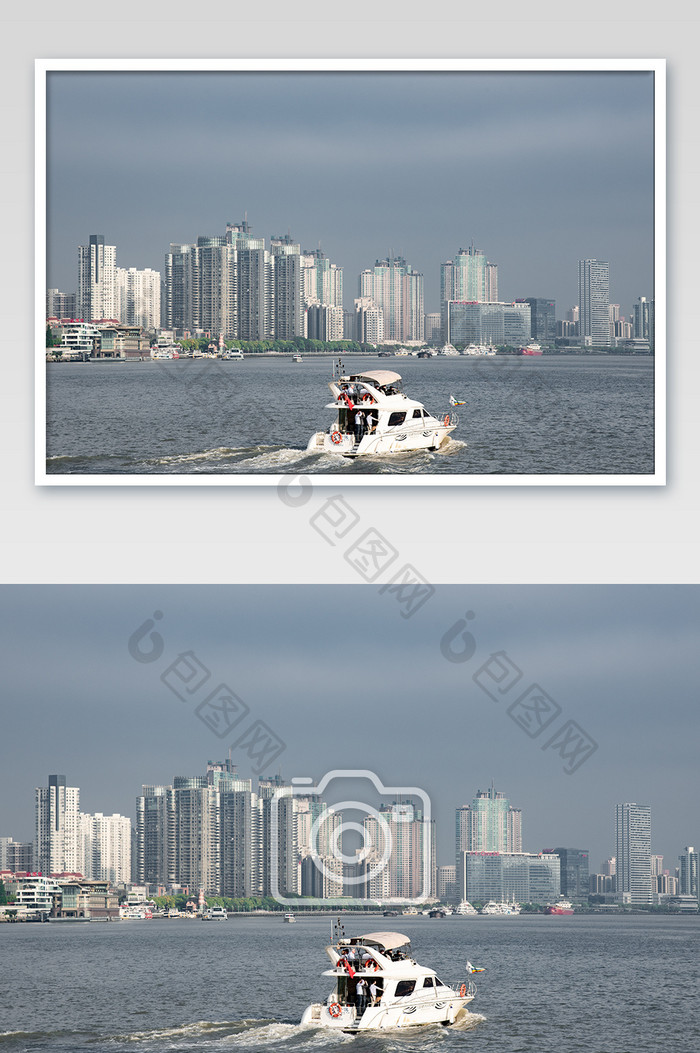 上海外滩黄浦江上游轮摄影图