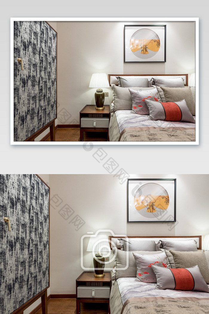 高雅低调新中式地产卧室家居摄影图