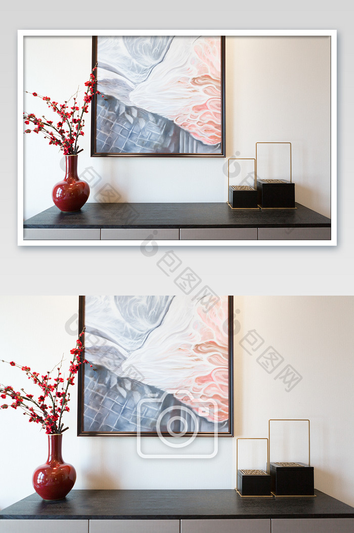 新中式优雅简约的客厅家居软装特写摄影图