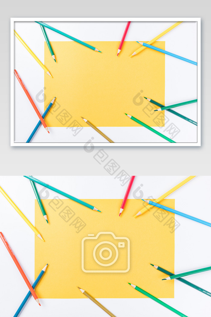 黄色清新文具铅笔学习用品摄影图