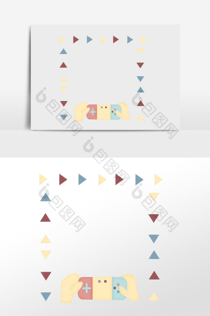 三角形游戏机边框插画图片图片