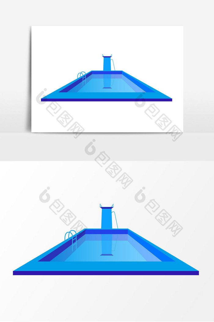 2.5D简约平行透视多动能游泳馆素材