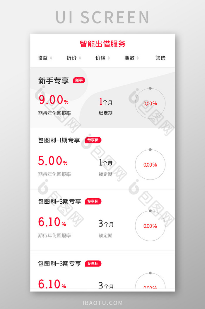 投资理财APP智能出借UI移动界面图片图片