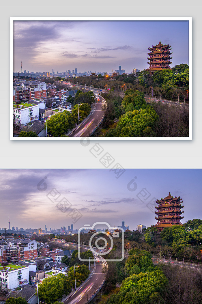 武汉黄鹤楼夕阳摄影图片