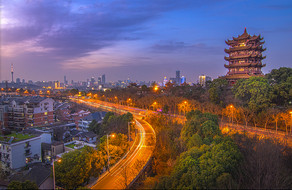 黄鹤楼日落摄影图片