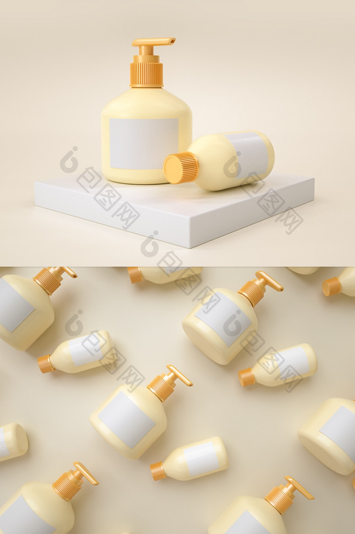 C4D黄色沐浴露模型（OC渲染器）