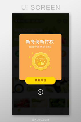 新特权会员身份勋章弹窗弹出黄色图标