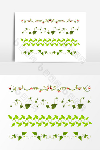 绿色植物绿叶分割线设计元素图片