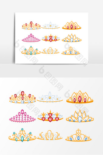 彩色皇冠王冠头饰设计元素图片