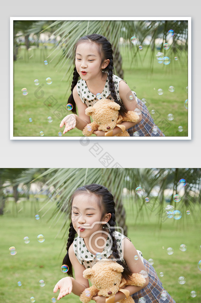 儿童节可爱儿童小孩玩耍泡泡图片图片