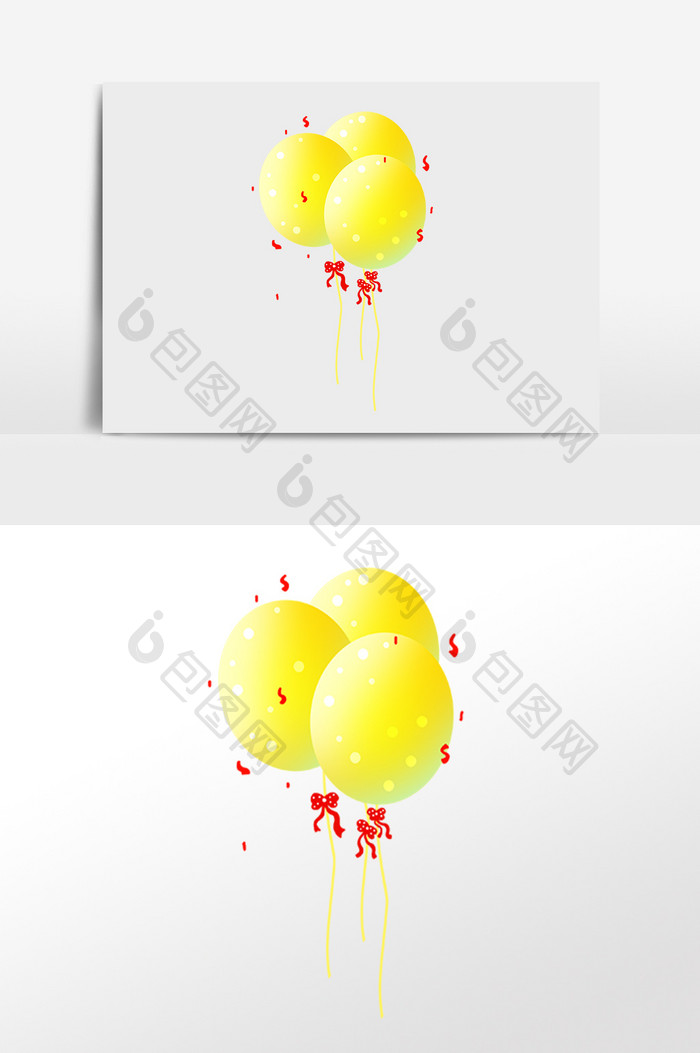 手绘庆祝生日派对黄色气球插画