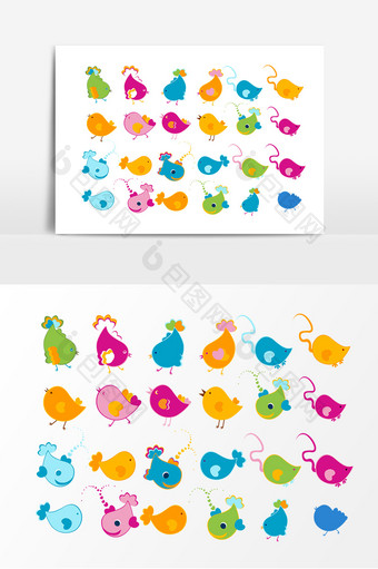 彩色动物图案设计元素图片