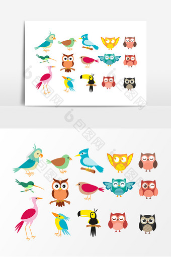 彩色飞鸟动物鸟类设计元素图片