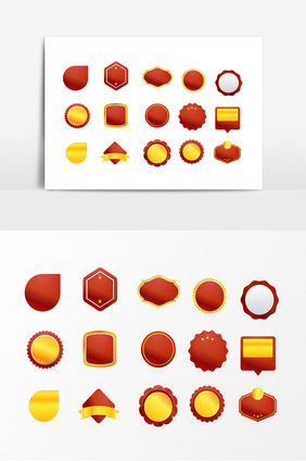 红色边框标签设计元素