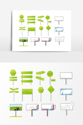 绿色广告牌路牌设计元素