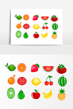 彩色新鲜水果蔬菜设计元素